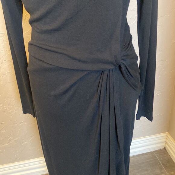 Ted Baker Natural Neyda Jersey Drape Long Sleeve Mini Dress Black Size 4-6 - Picture 5 of 11